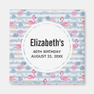 Flamingo- und Ananas-Muster - Rettet das Datum Magnet