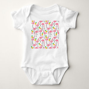 Flamingo und Ananas: Tropisches Set. Baby Strampler