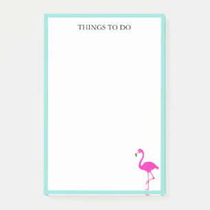 Flamingo und Aquamarine Rahmen auf Weiß Post-it Klebezettel