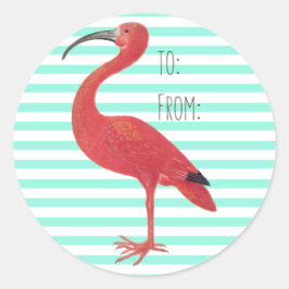 Flamingo und Aquamarine Streifen - Kunststicker Runder Aufkleber