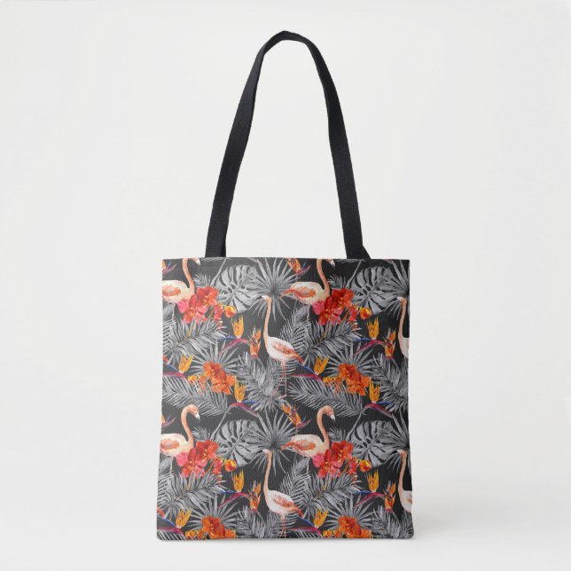 Flamingo und Blume, monochrome Muster. (Vorderseite)
