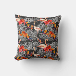 Flamingo und Blume, monochrome Muster. Kissen