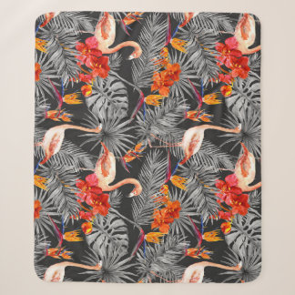 Flamingo und Blume, monochrome Muster. Sherpadecke
