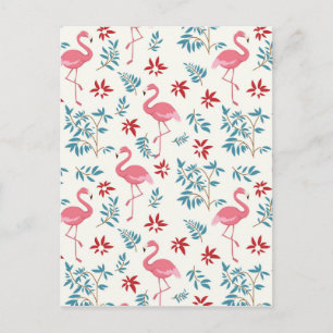 Flamingo und Blume Postkarte