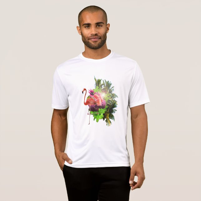 Flamingo und Blumen T-Shirt (Vorne ganz)
