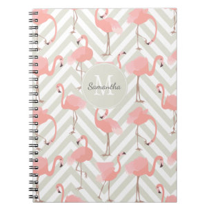 Flamingo und Chevrons Muster mit Ihrem Monogramm Notizblock