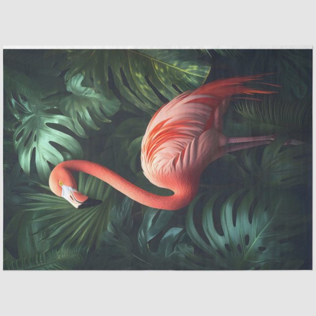 Flamingo- und DschungelBlätter Dekoupage Seidenpapier (Vorderseite)