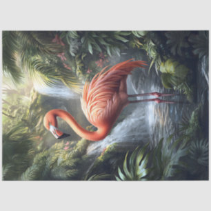 Flamingo und Dschungelwaterfall Dekoupage Seidenpapier