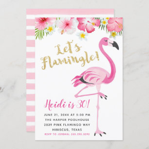 Flamingo und Hibiskus Geburtstagsparty Einladung