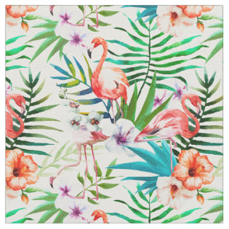 Flamingo-und Hibiskus-Gewebe Stoff
