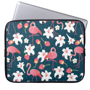 Flamingo und Lilien Tropisches vintage nahtloses M Laptopschutzhülle