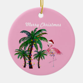 Flamingo und Palmenbaum-Weihnachtsdekoration Keramik Ornament