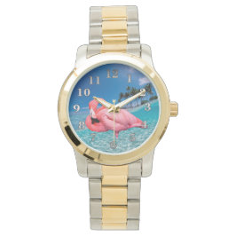 Flamingo und Palms Armbanduhr