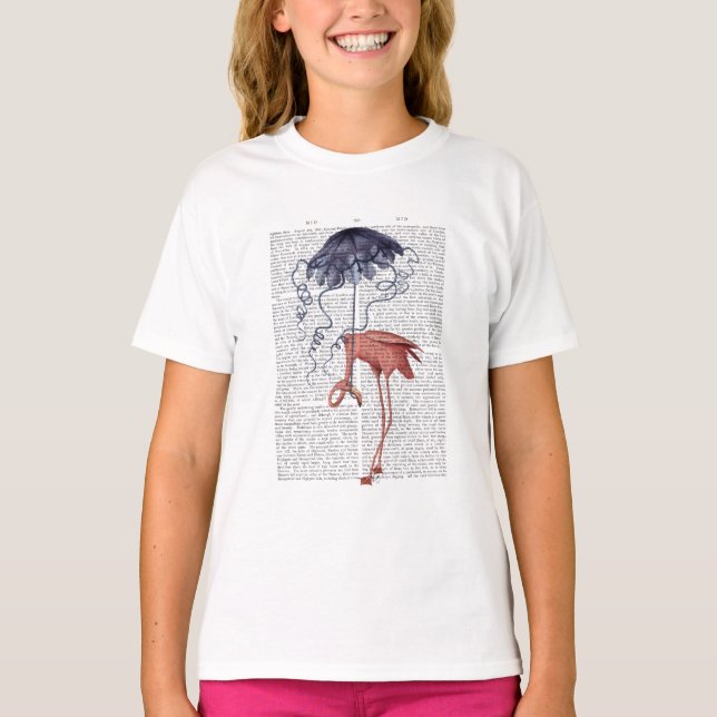 Flamingo und Parasol T-Shirt (Vorderseite)