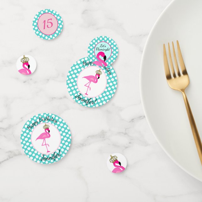 Flamingo und Polka Dot Birthday Table Confetti Konfetti (Gruppe)