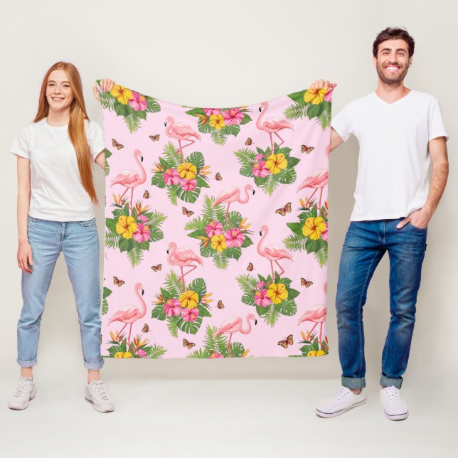Flamingo und Schmetterlinge 1 Fleecedecke (Beispiel)