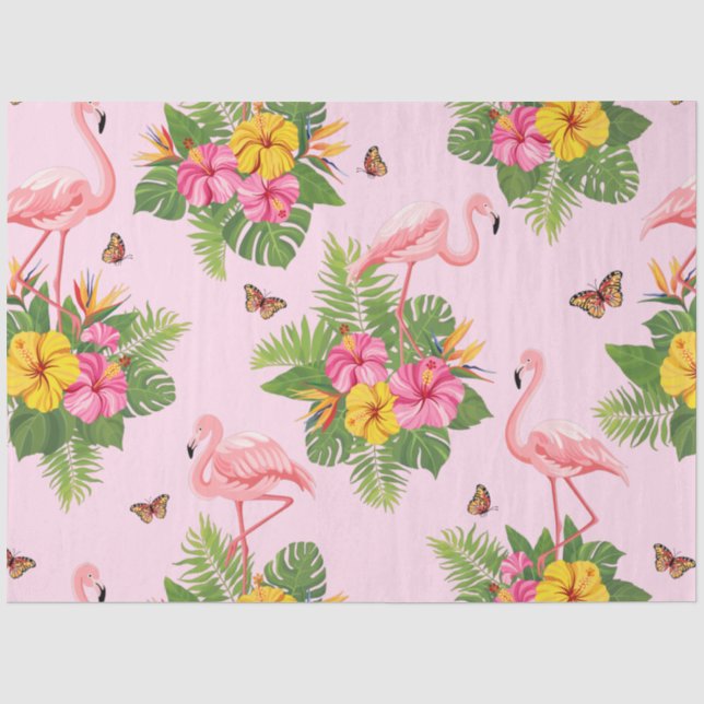 Flamingo und Schmetterlinge 1 Seidenpapier (Vorderseite)