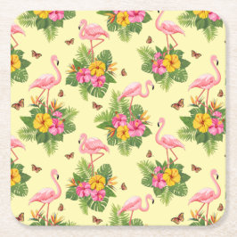 Flamingo und Schmetterlinge 2 Rechteckiger Pappuntersetzer