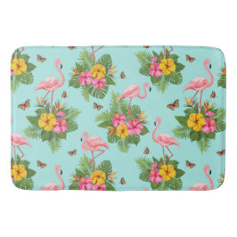 Flamingo und Schmetterlinge 3 Badematte