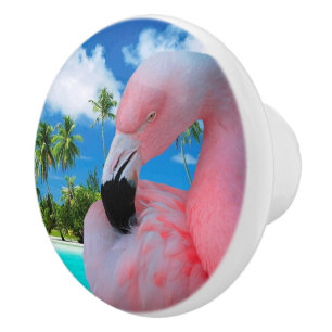 Flamingo und Strand Keramikknauf