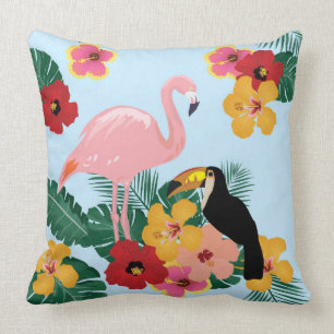 Flamingo und Toucan Kissen