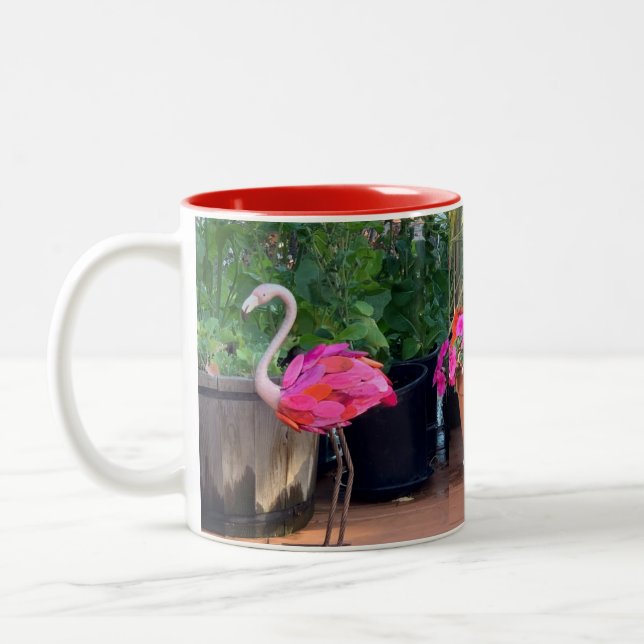 Flamingo-Ungeduld Zweifarbige Tasse (Links)
