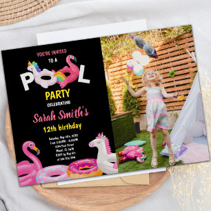 Flamingo Unicorn Pool Geburtstag Einladungen Foto