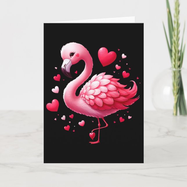 Flamingo Valentinsherzen Vogel  Karte (Vorderseite)