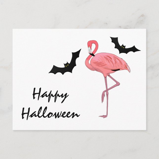 Flamingo Vampire Bats Halloween Postkarte (Vorderseite)