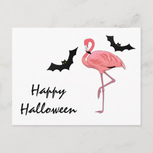 Flamingo Vampirfledermäuse Halloween Postkarte