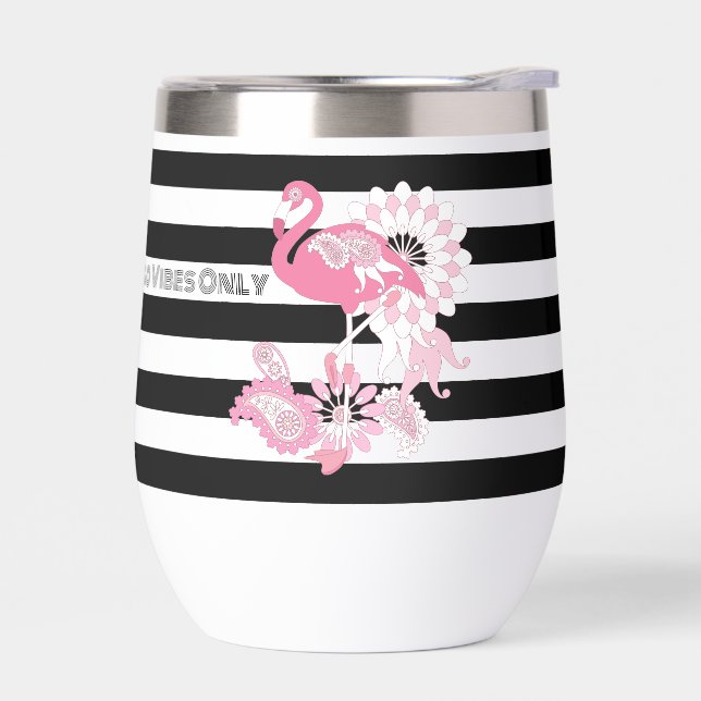 Flamingo Vibes only Black & White Strip Flamingo (Links)