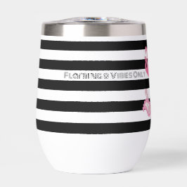 Flamingo Vibes only Black & White Strip Flamingo