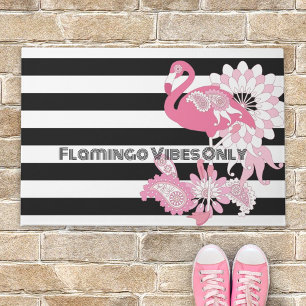 Flamingo Vibes Only Schwarz-Weiß gestreifter Flami Fußmatte