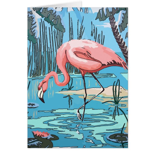 Flamingo Vintag Card, Text bearbeiten (Vorne)