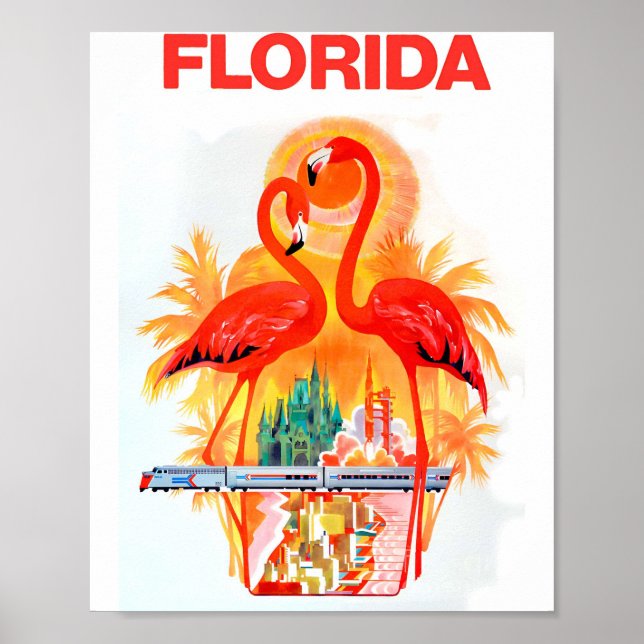 Flamingo Vintag Florida Travel Poster (Vorne)