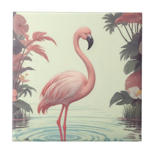 Flamingo Vintag Pink Bird Fliese