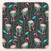 Flamingo-Vögel 20er Jahre Deco-Farne Muster Schwar