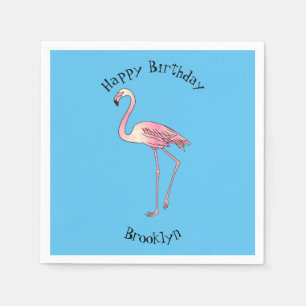 Flamingo-Vogel-Cartoon-Illustration  Serviette