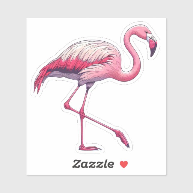 Flamingo-Vogel Custom-Cut Vinyl Sticker (Blatt)