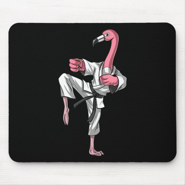 Flamingo Vogel Karate Kickboxen Kung Fu Ninja Mart Mousepad (Vorne)