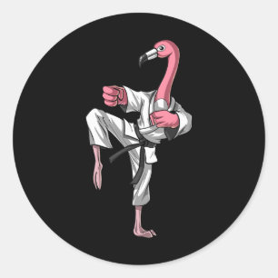 Flamingo Vogel Karate Kickboxen Kung Fu Ninja Mart Runder Aufkleber