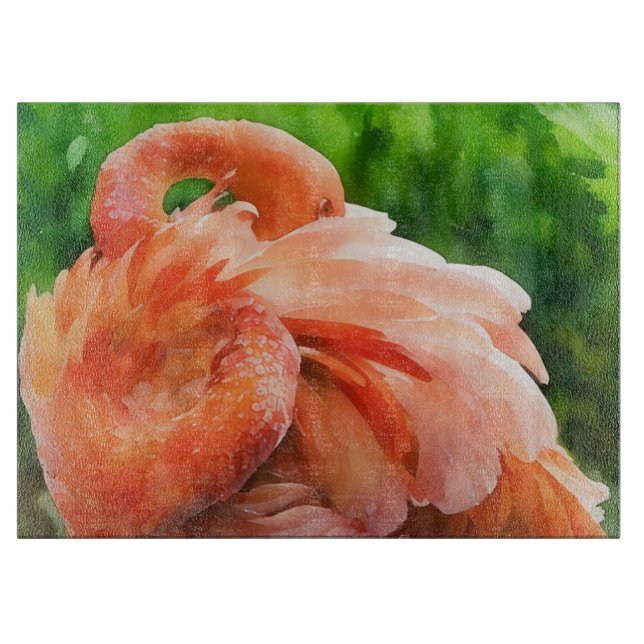 Flamingo-Vogel-Kunst-Glas-Schneidbrett Schneidebrett (Vorderseite)