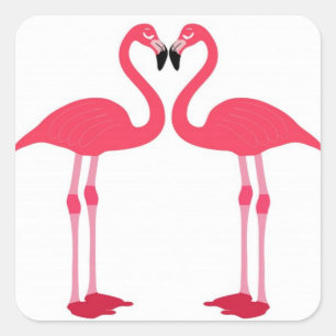 Flamingo-Vögel-Liebe- Quadratischer Aufkleber