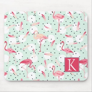 Flamingo-Vogel mit Federn   addieren Ihre Initiale Mousepad