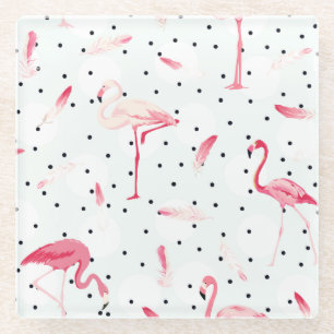 Flamingo-Vogel mit Federn Glasuntersetzer