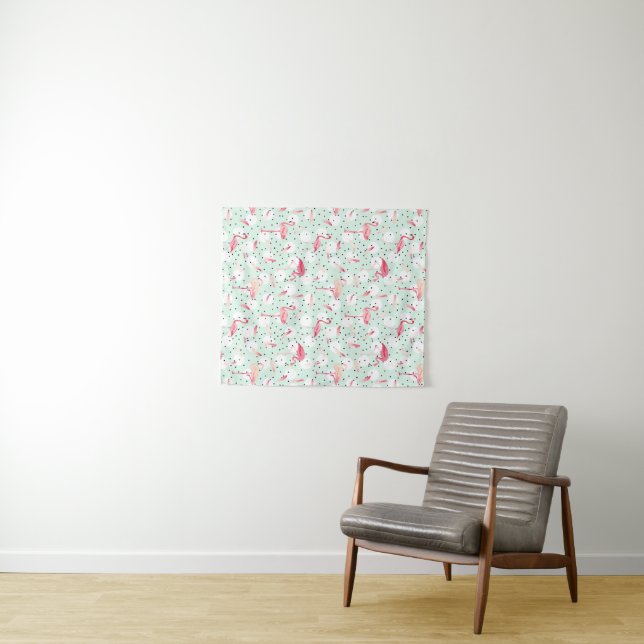 Flamingo-Vogel mit Federn Wandteppich (Beispiel (Horizontal))