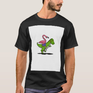 Flamingo Vogel Reitet T-Rex Dinosaurier T-Shirt