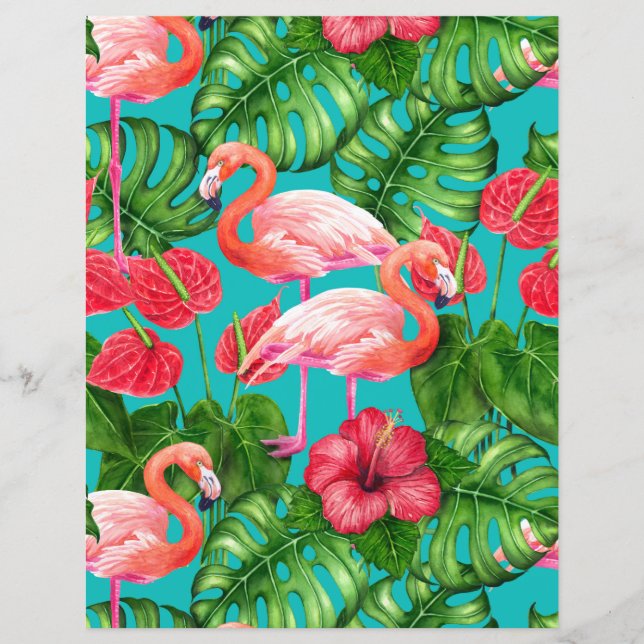 Flamingo-Vögel und tropische Gartenfarbe (Vorderseite)