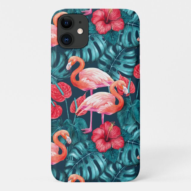 Flamingo-Vögel und tropische Gartenfarbe Case-Mate iPhone Hülle (Rückseite)
