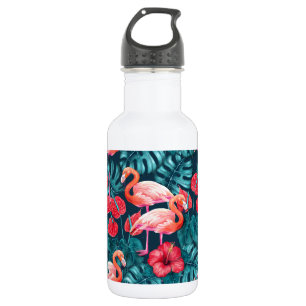 Flamingo-Vögel und tropische Gartenfarbe Edelstahlflasche